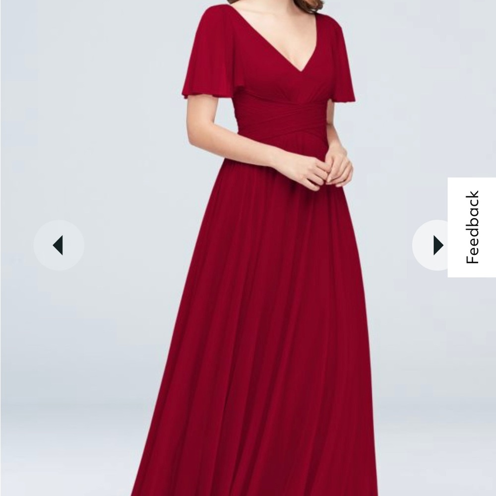 flutter sleeve crisscross mesh bridesmaid dress - color APPLE - size 16